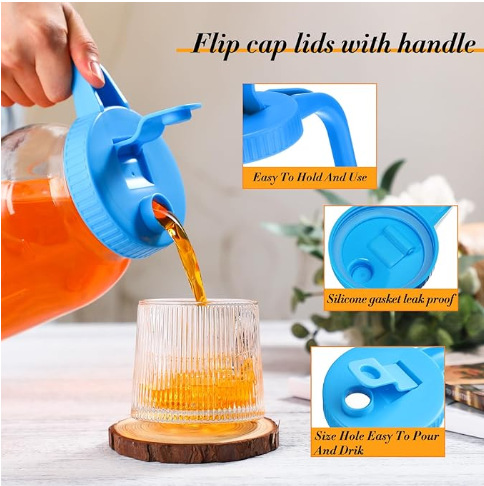 Tarro de albañil boca ancha con mango sacudir tapa taza bebida fría taza 86MM leche taza de té tapa boca grande tarro de albañil tapa de limón