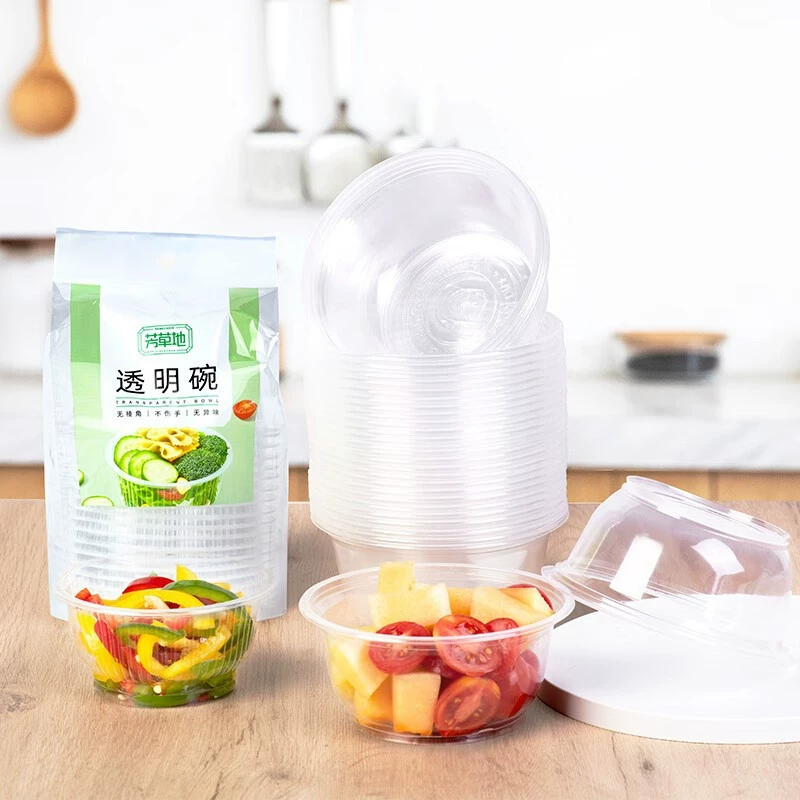 Одноразовая пластиковая миска для семейного обеда резиновая миска 360ml20 только прозрачная круглая одноразовая посуда прозрачная миска для супа