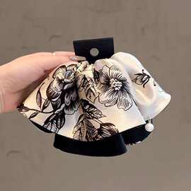 新款韩式蝴蝶结发夹小香风抓夹后脑勺马尾夹高级感鲨鱼夹头饰发饰