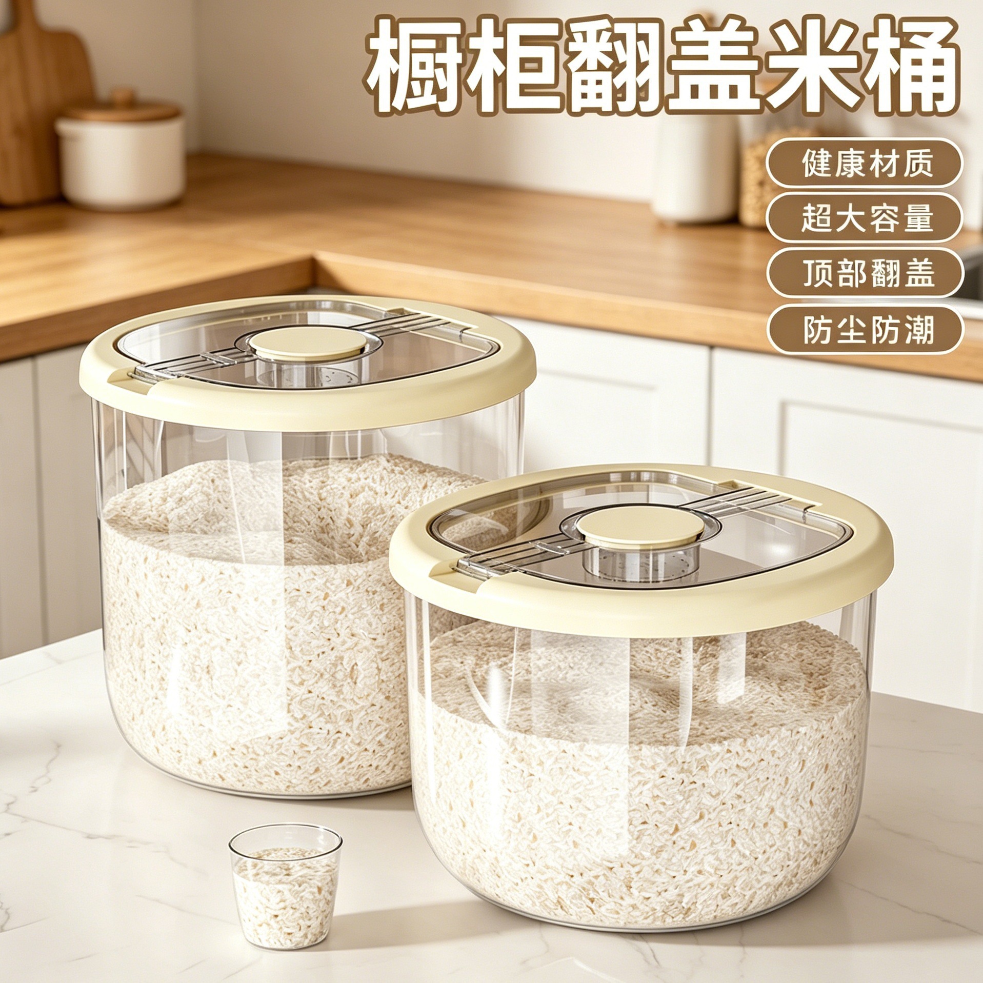 New rice container for home use, insect-proof and moisture-proof grain storage tank, food-grade rice storage box, rice bin, rice flour and grain storage container