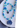 Blue chain for princess from pearl, set, ring with stone, necklace and bracelet, accessory, 2022, with gem