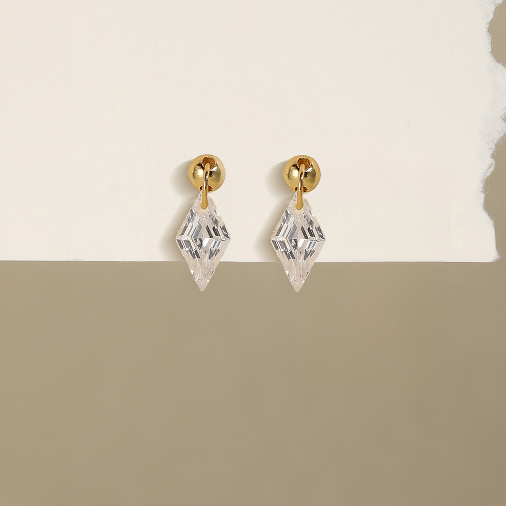 All Seasons Season 1 Pair 925 Sterling Silver Zircon 925 Sterling Silver Earrings Four Leaf Clover Moon Rhombus Drop Earrings Ear Studs
