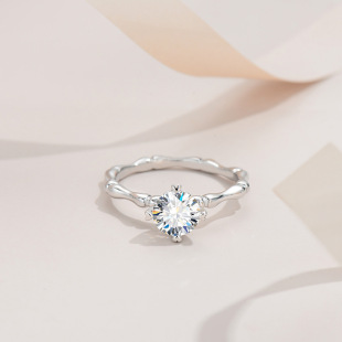 Sterling Silver S925 Mozambique Stone Bamboo Diamond Ring Couple's Niche Design Proposal Gift for Girlfriend