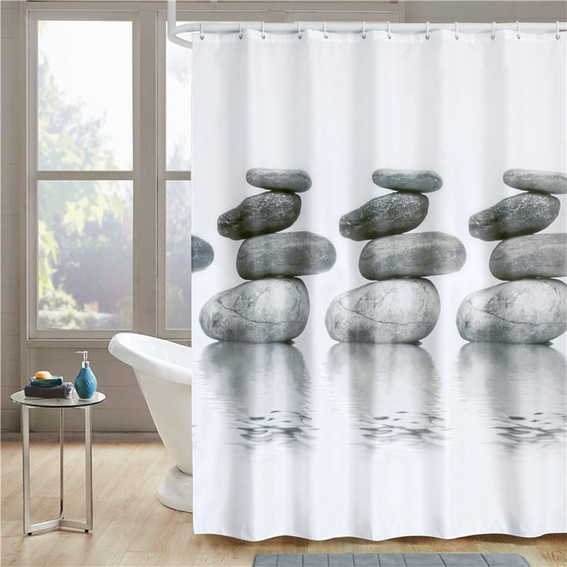 Fs3 Source Factory Hot-Selling High-End Thickened Waterproof Bathroom Hotel Polyester Shower Curtain Anti-Exposure