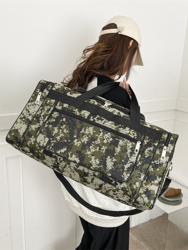 Bolsa de viaje plegable y portátil para ropa, bolsa de almacenamiento para hombres y mujeres, bolsa de trabajo, bolsa de mudanza, bolsa de equipaje para viajes de negocios, estilo camuflaje