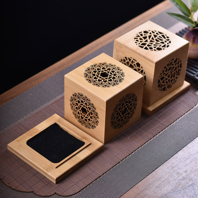 Wooden White Sage Incense Burner Crystal Purifier Vessel Incense Burner Bamboo Wooden Sandalwood Box Ornament Demagnetizer