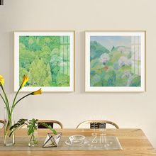 春夏秋冬 野地美树子原木风装饰画北欧风景日式客厅玄关餐厅挂画