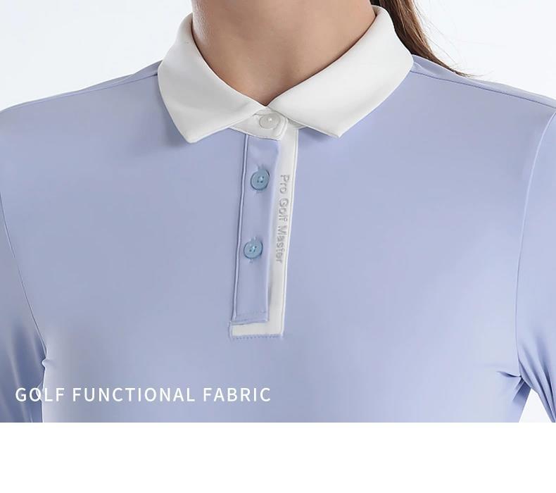Áo thun dài tay golf nữ PGM cổ bẻ vải thể thao co giãn — YF615-Áo màu xanh hải quân, YF615-Áo Trắng, YF615-Áo màu xanh nhạt chi tiết 20