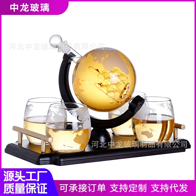 Новый графин из высококачественного боросиликатного стекла с ручкой и деревянным подносом, 850 мл, набор для вина с бокалами и графином.