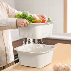 水たまりの大きいサイズの二重のプラスチックの果物のかごの野菜のたらいの濾過の野菜のかごを洗って厚い家庭用の1件の代行を作ります。