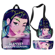 新品跨境电影  K-POP 猎魔女团 双肩书包单肩包笔袋三件套印花