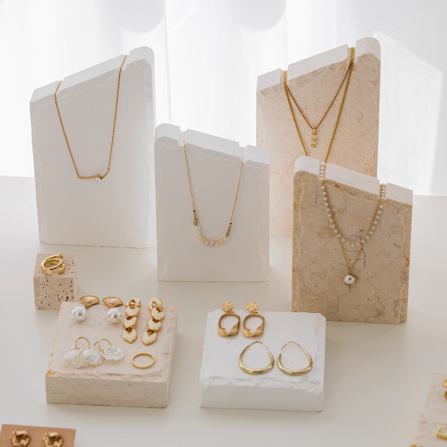 Marble necklace shelf display stand earrings jewelry ring display stand jewelry jewelry display props