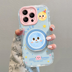 彩色煤球适用苹果16可爱手机壳iphone13pro磁吸支架15max甜美14女