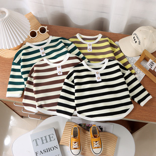 2024 new children's bottoming shirt cotton spring and autumn round neck long-sleeved shirt men and women baby Western style T-shirt Princess