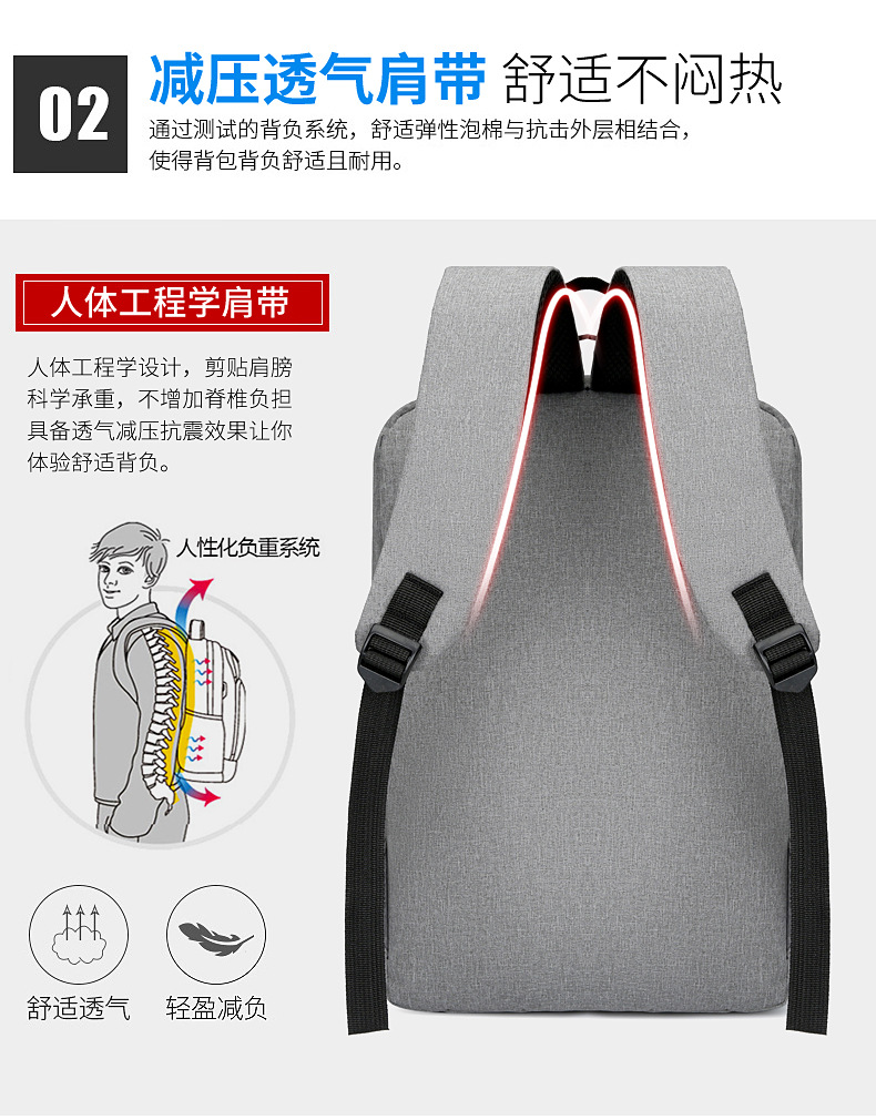 New large-capacity business commuting backpack, simple solid-color casual backpack, Oxford cloth portable computer schoolbag undefined