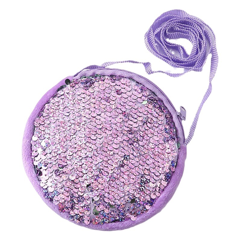 Korean Style Children's Bag Girls Crossbody Bag Fashion Princess Girl Baby Cute Plush Sequin Shoulder Bag