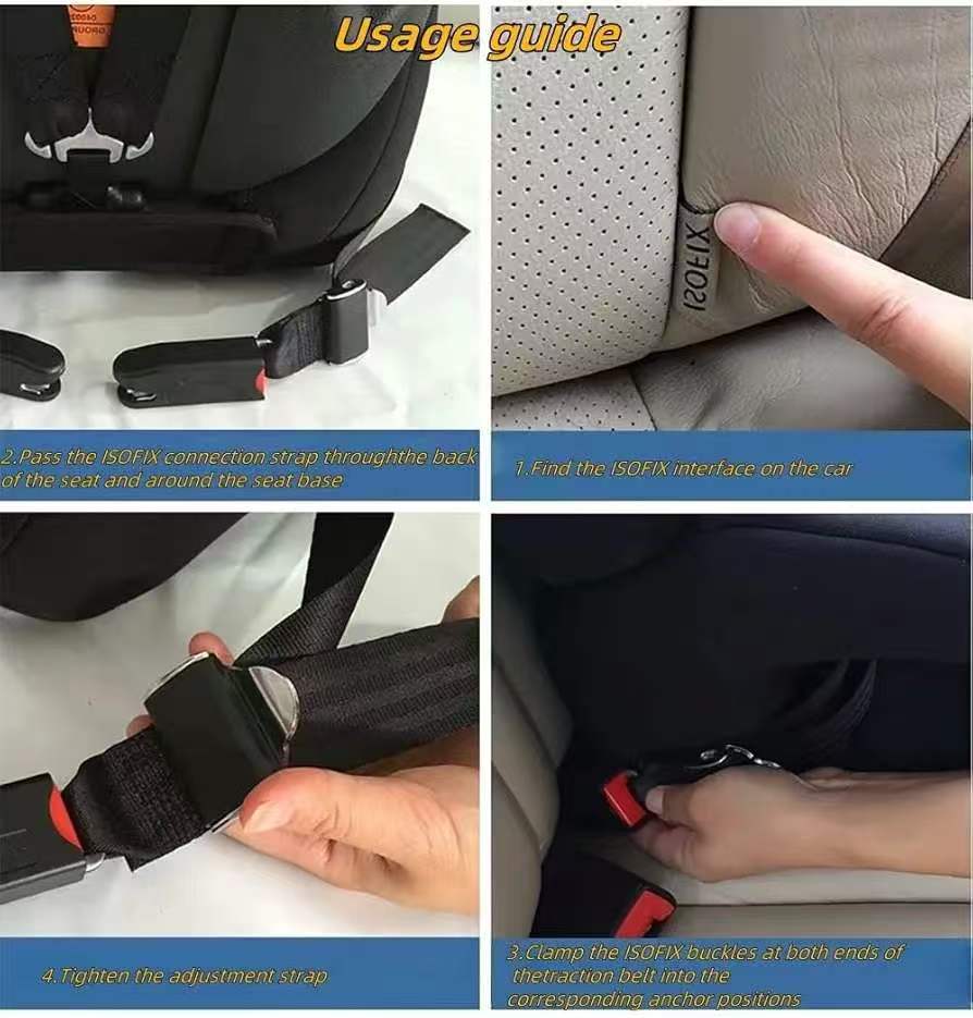 Cross-Border Hot-Selling Isofix Interface Connection Strap for Car Child Safety Seats, Polyester Fixed Soft Safety Belt Wholesale