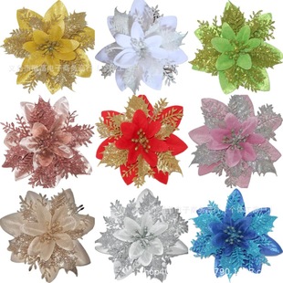 Zhengyuan Cross-Border Gold Powder Christmas Flower Christmas Tree Christmas Decorations Christmas Wreath Accessories Christmas