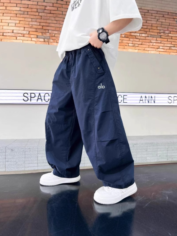 男の子の夏のパンツ 2025 新しいオーバーオール夏カジュアル防蚊パンツ中型および大型子供用ワイドレッグロングパンツ|undefined