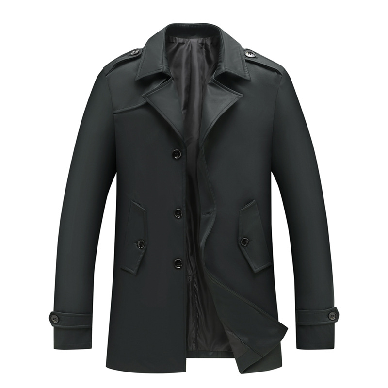 2026 New Style Men's Trench Coat with Large Pocket Design, Windproof Cuffs, Casual Trench Coat Wholesale