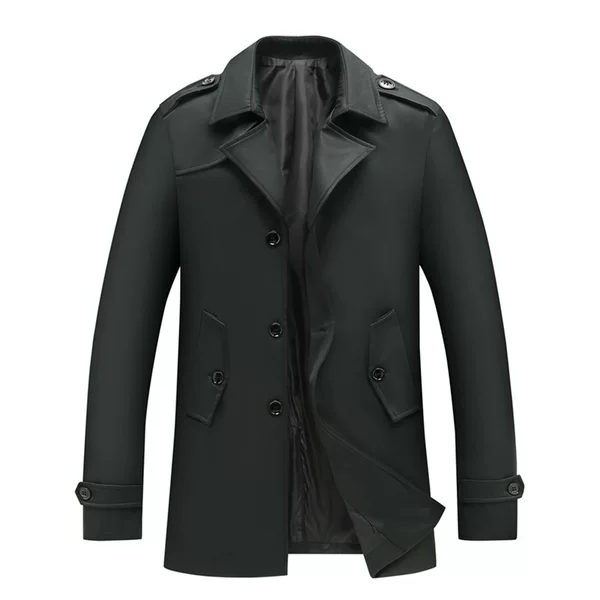 2026 New Style Men's Trench Coat with Large Pocket Design, Windproof Cuffs, Casual Trench Coat Wholesale