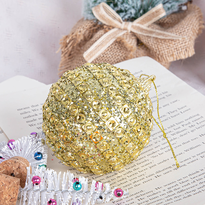 Bola de Navidad con lentejuelas de oro decoraciones para árboles de Navidad adornos colgantes de Navidad ventana Bola de colores 8m3 paquete