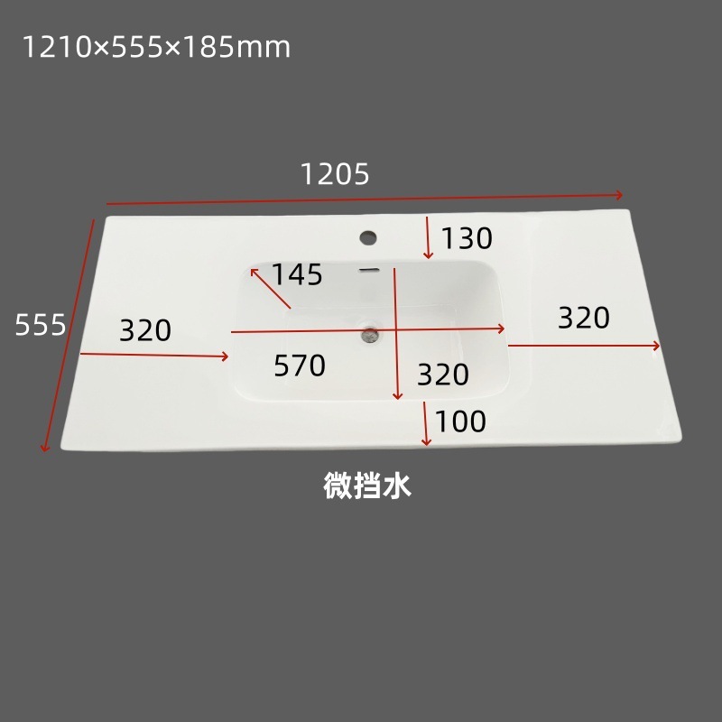 53-55-56-60-61-63 ワイドセラミック一体型洗面台 シングル洗面台 カット可能洗面台 カウンター洗面台|undefined