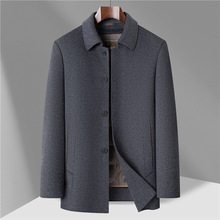 专柜正品男装高品质羊毛呢大衣中老年爸爸商务休闲保暖双面呢外套