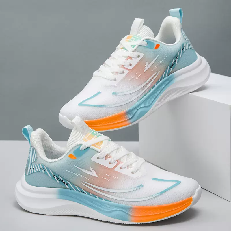 渐变潮搭男鞋时尚软底网面舒适透气休闲鞋男女同款学生运动单鞋