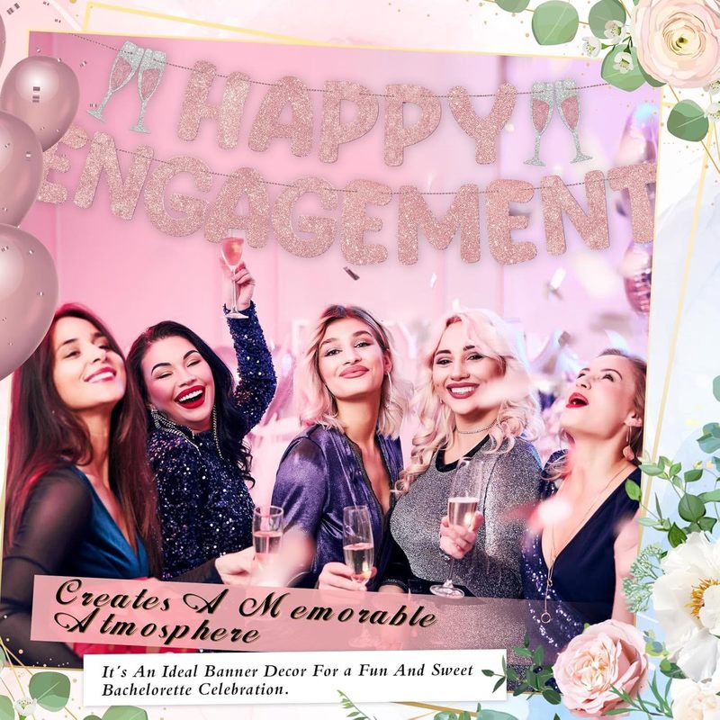 婚约ハッピープルフラッグHappy Engagementピンク婚约ハッピープルフラッグ独身パーティー装饰|undefined