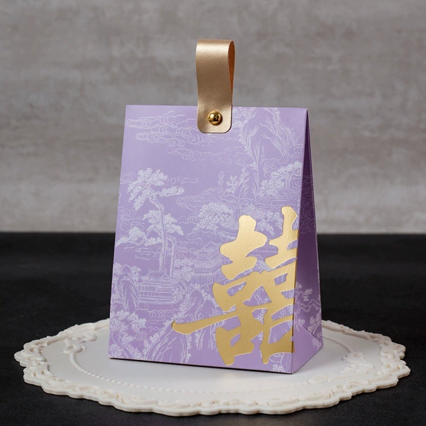 Purple pocket box with leather strap [large size]