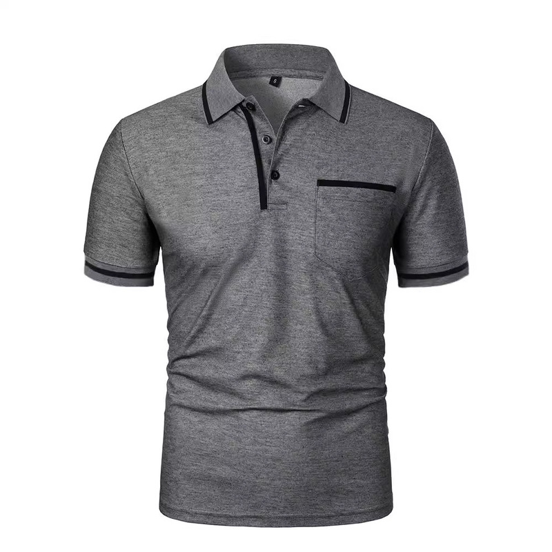 New Men's Short-Sleeve European Size Casual Polo Shirt with Button Pockets, Men's Sports Polo Shirt New Men's Short-Sleeve European Size Casual Polo Shirt with Button Pockets, Men's Sports Polo Shirt