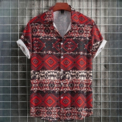 Hawaiian Men's Shirt 3D Cashew Flower Print Short-Sleeve Shirt Summer Fashion Casual Top Harajuku Clothing