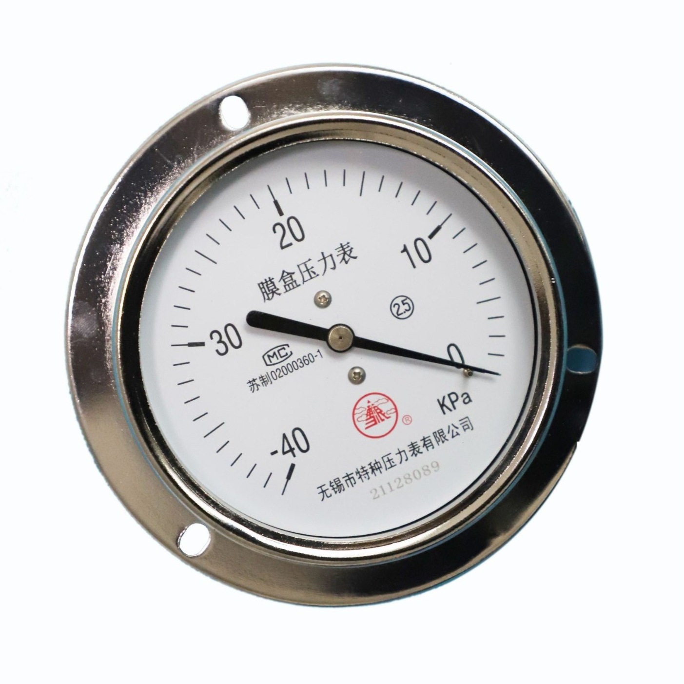 雪浪特种仪表 膜盒压力表YE60Z钢壳轴向带边不锈钢壳带调零