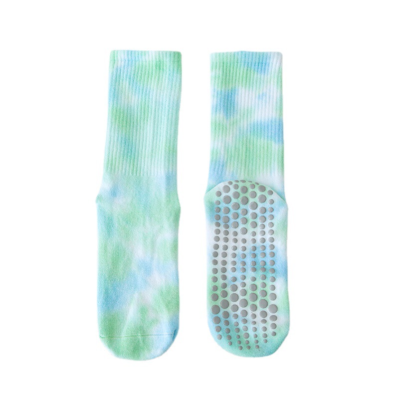 Calcetines teñidos de corbata de primavera y verano de las mujeres calcetines de media pantorrilla de algodón ins moda profesional fitness deportes Pilates antideslizantes calcetines de yoga