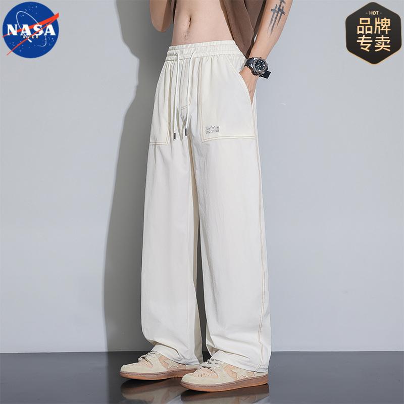 NASAブランド連名曲げ刀ズボン男2025夏の薄いタイプの速乾弾力と肥育の大きいサイズのファッションカジュアルズボン|undefined