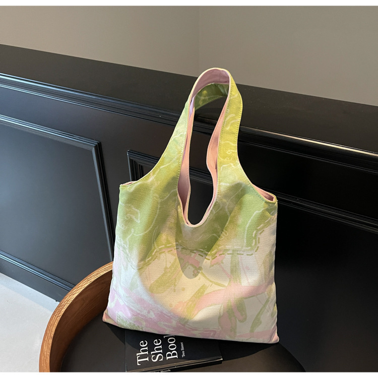 クロスボーダー新しいキャンバスバッグ夏の新鮮なイラストショルダーバッグ大容量学生バッグ女性のトートバッグハンドバッグ|undefined