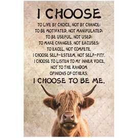 Cusde Highland 奶牛金属锡标牌 I Choose To Be Me 墙壁装饰励志