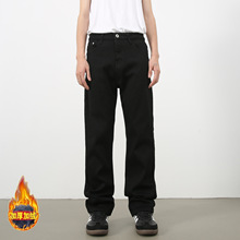 nirben牛仔| 美式秋冬新款加绒牛仔裤男高街直筒潮牌休闲百搭长裤