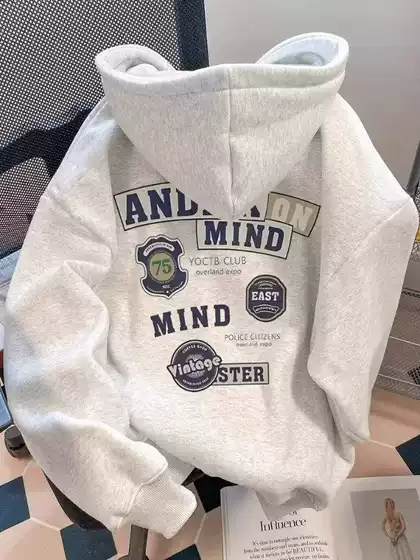 American fashion brand hooded fleece sweatshirt men's autumn and winter new item heavyweight casual versatile couple hoodie jacket top