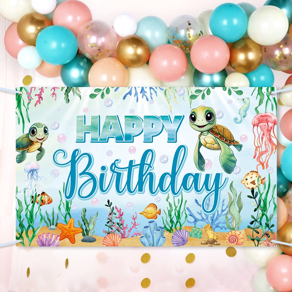 Nuevos productos transfronterizos de tortugas marinas decorativas tela de fondo decoración de fiesta de cumpleaños pancarta de fondo