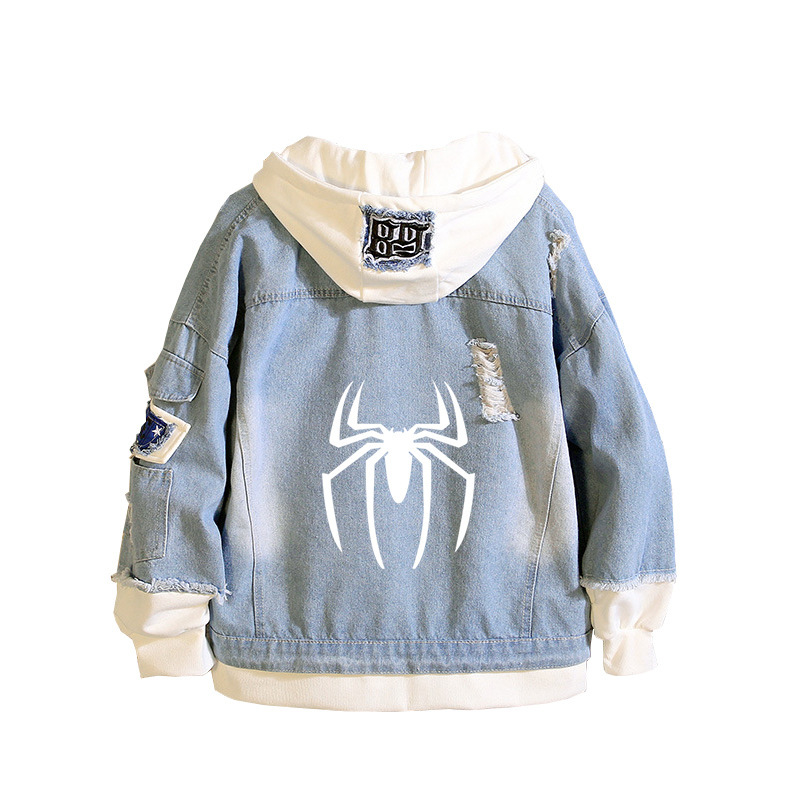Spiderman Spring and Autumn Animation Men's and Women's Denim Coat Foreign Trade Series Multi-color Trendy Clothes Men's and Women's Clothes Sweatshirt New