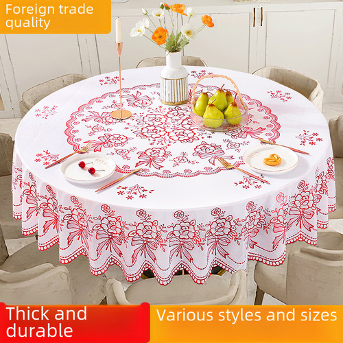 European-style gold foil PVC tablecloth, household round tablecloth, waterproof, oil-proof, wash-free, hotel and restaurant tablecloth, anti-scald