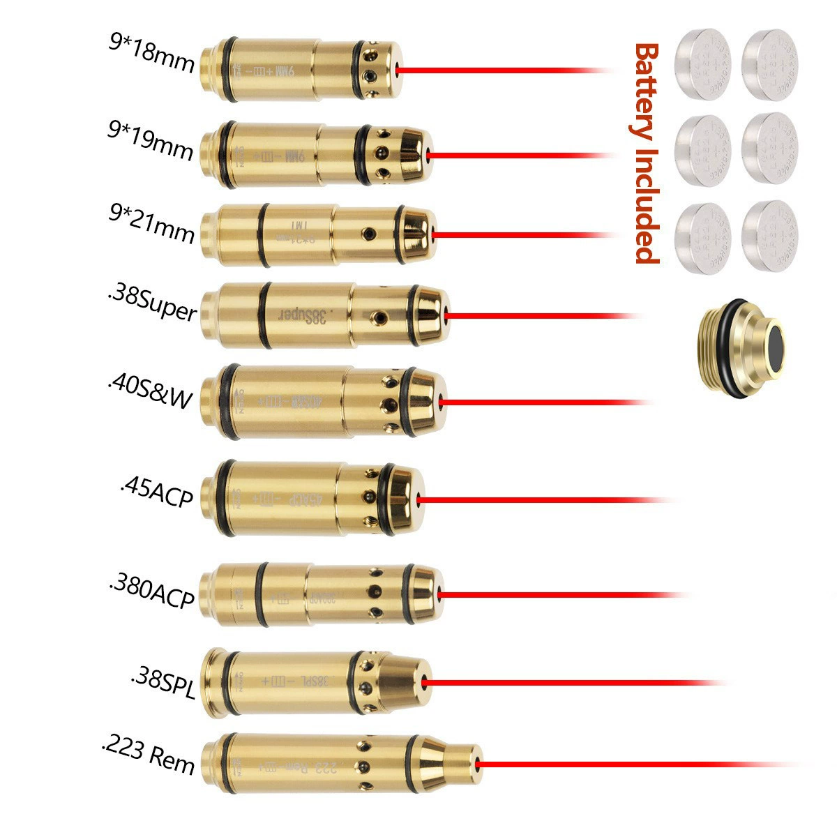 . 223Rem 40S & W 45ACP 9*19 Конус лазерный тренировочный прицел имитации стрельбы с хвостовой крышкой
