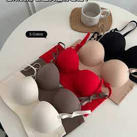 无痕抹胸女内衣防滑一片式小胸聚拢无钢圈无肩带跨境电商爆款半杯