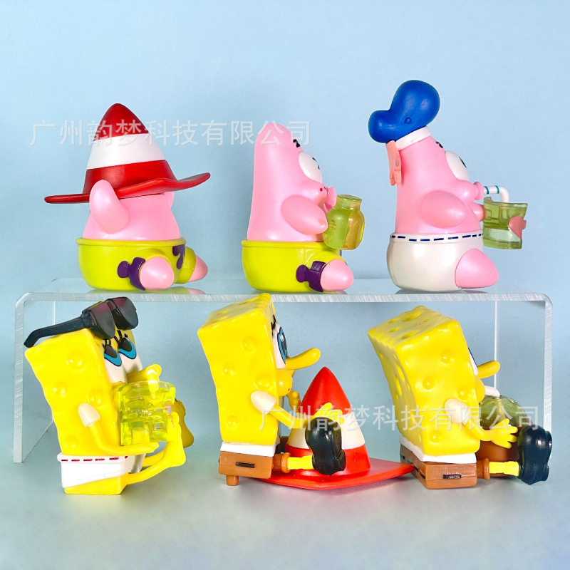 国境を越えた送料無料スポンジボブの仲良しフィギュアおいしいカニバーガーパイビッグスターブラインドボックスガシャポン人形機人形|undefined