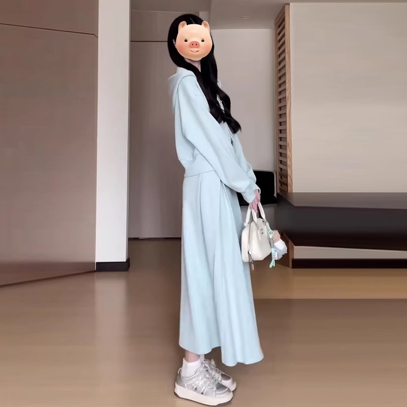 春秋穿搭配一整小香韩系风套装卫衣连衣裙子女秋冬款2025新款长裙|undefined