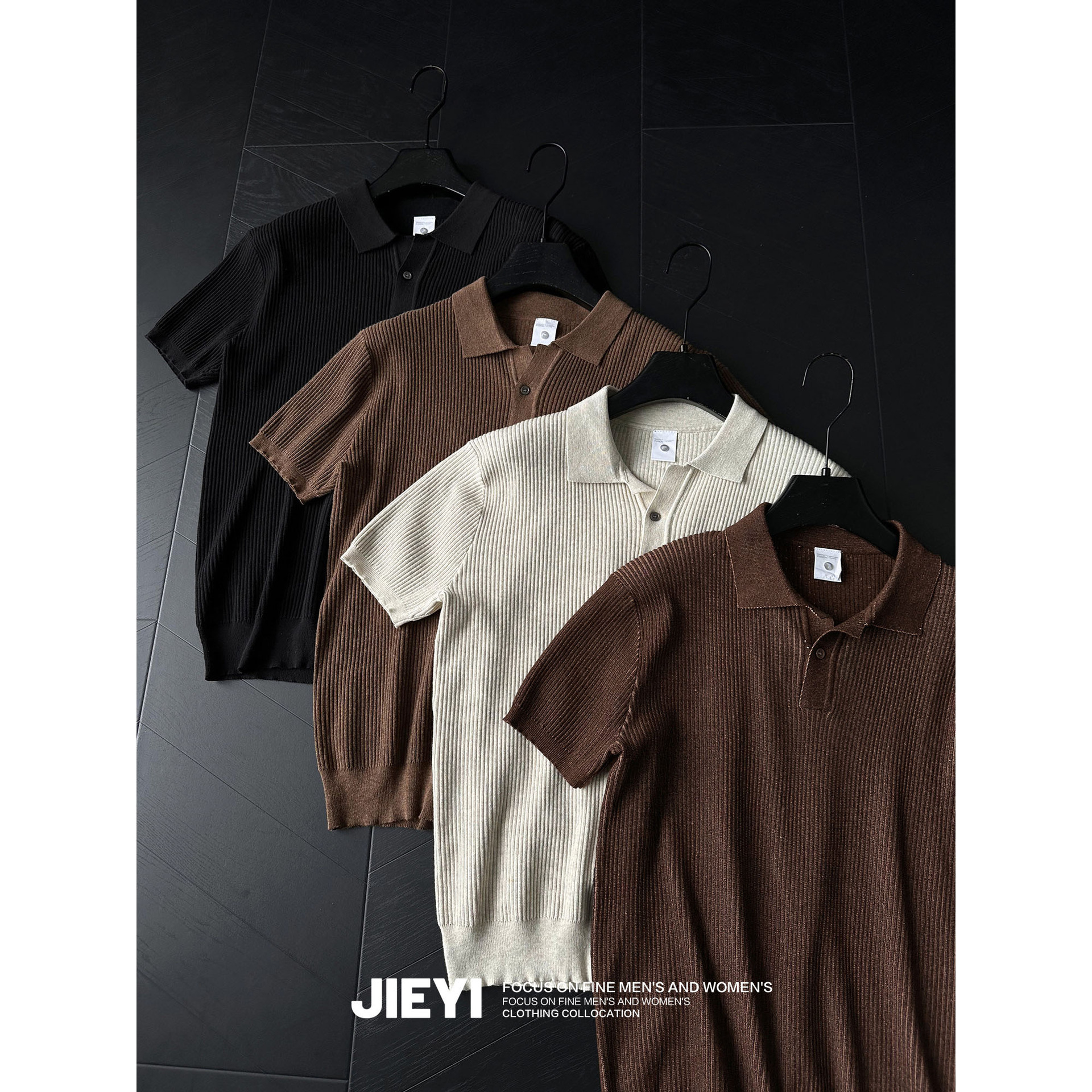 Polo camiseta de punto camiseta de manga corta camiseta de hombre cuello en V Paul rayas viejas líneas de negocios de verano fábrica transfronteriza mayorista