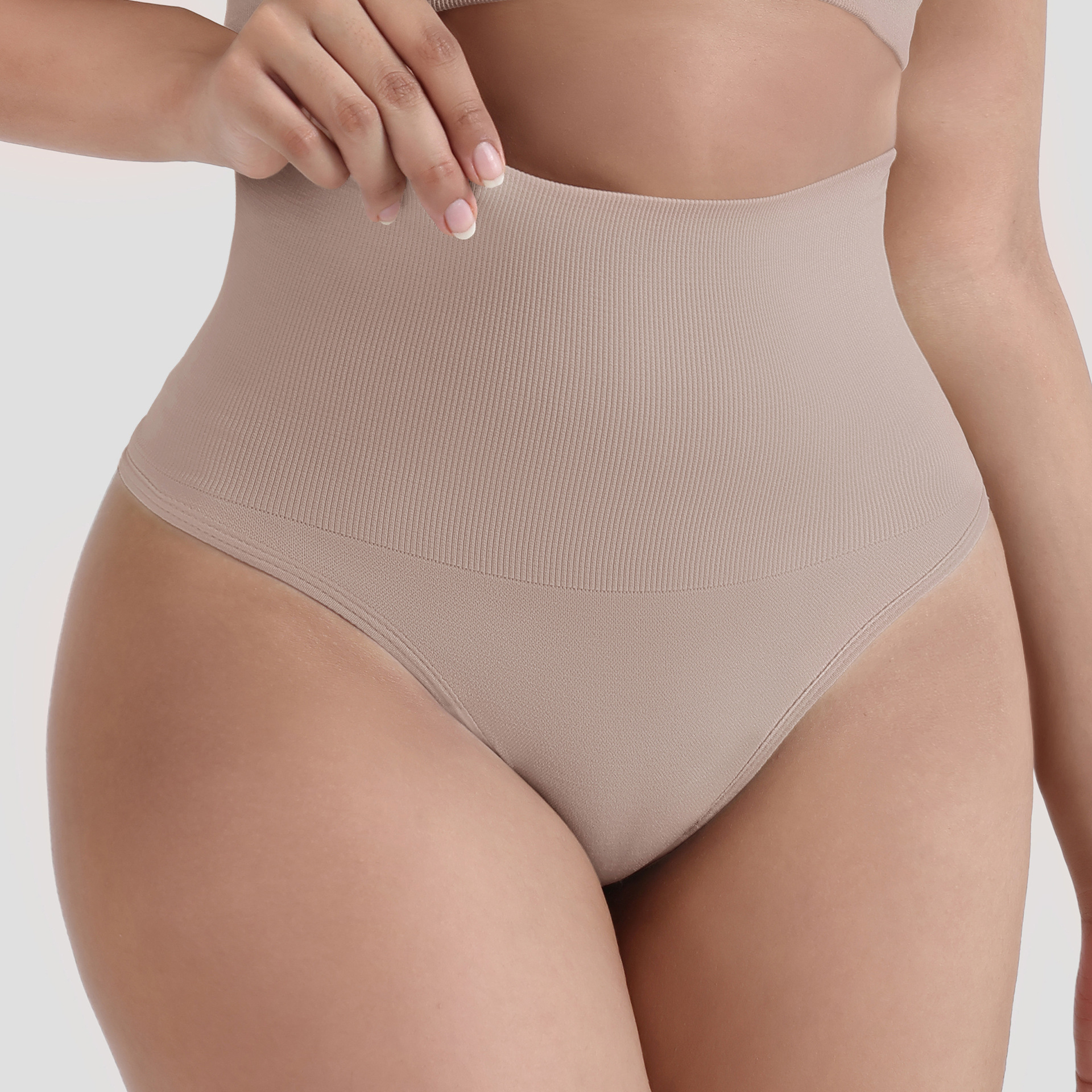 Women's Gender Solid Color Hip Lifting Belly Contracting High Waist Thong Shaping Underwear