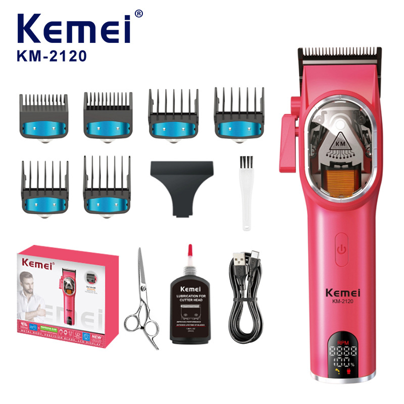 Corte de pelo Kemei profesional de visualización digital de corte de aceite de alta potencia tijeras eléctricas tijeras de afeitar KM - 2120